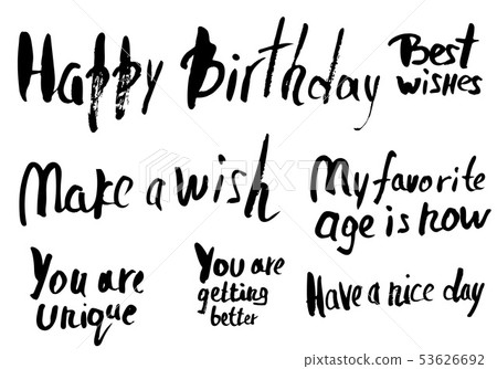 Happy Birthday lettering set. Vector grunge text. Happy Birthday lettering set. Vector grunge text. 53626692