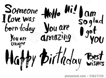 Happy Birthday lettering set. Vector grunge text. 53627159