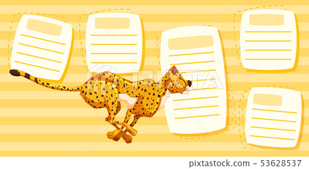 Cheetah running on note template 53628537
