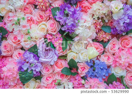 Roses and flower artificial texture background  53629990