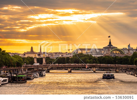 World Heritage Site Seine riverside sunset in Paris 53630091