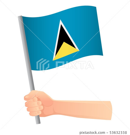 Saint Lucia flag in hand 53632338