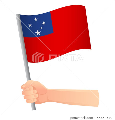 Samoa flag in hand Samoa flag in hand 53632340