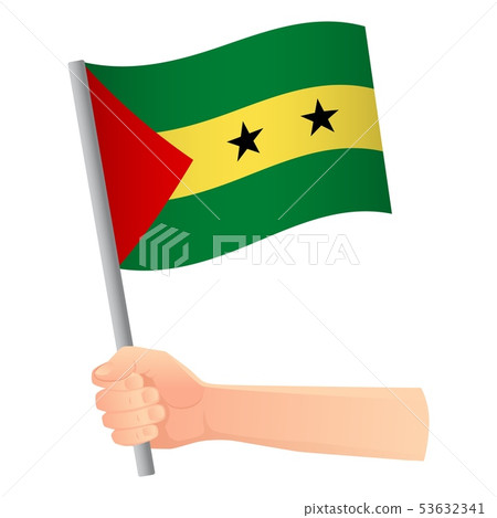 Sao Tome and Principe flag in hand Sao Tome and Principe flag in hand 53632341