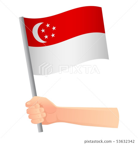 Singapore flag in hand Singapore flag in hand 53632342
