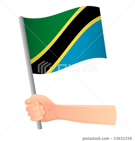 Tanzania flag in hand 53632359