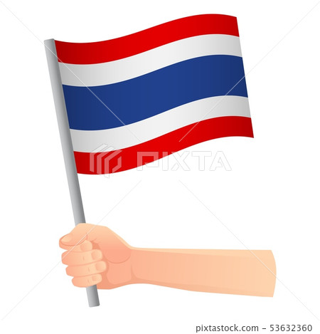 Thailand flag in hand 53632360