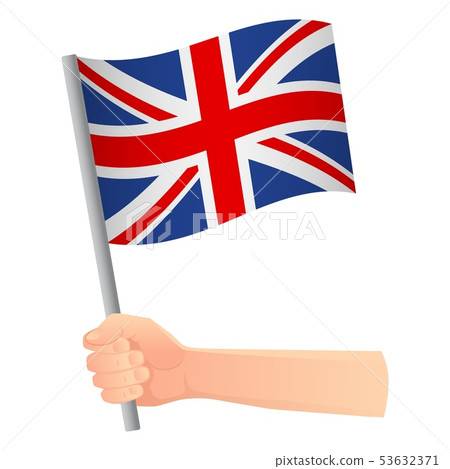 United Kingdom flag in hand 53632371
