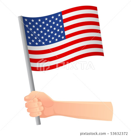 United States flag in hand 53632372