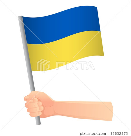 Ukraine flag in hand 53632373