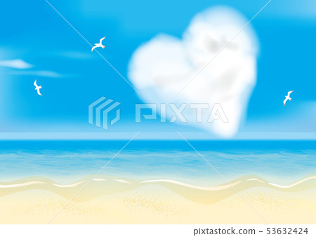 Heart shaped cloud floating in the sea Heart shaped cloud floating in the sea 53632424