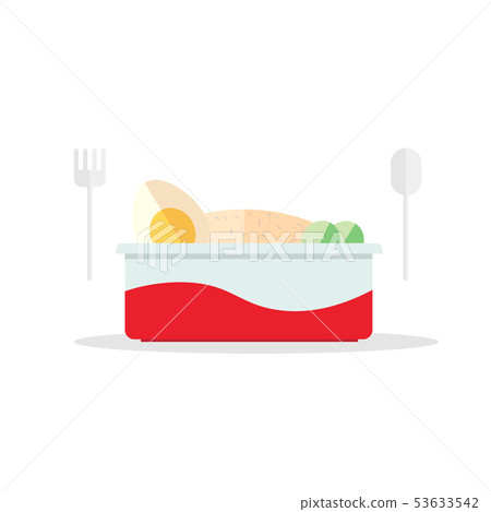 Fast food box flat design with plastic spoon Fast food box flat design with plastic spoon 53633542
