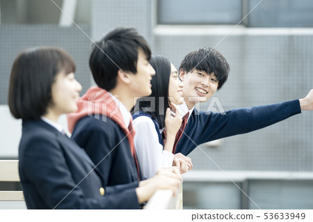 High school student rooftop friend High school student rooftop friend 53633949