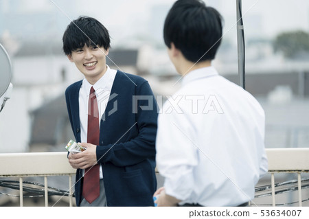 High school student rooftop friend High school student rooftop friend 53634007