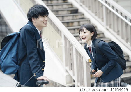 High school students attending school High school students attending school 53634009