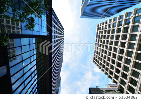 Bill and Aozora city and blue sky Bill and Aozora city and blue sky 53634862