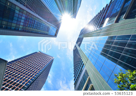 Building and trees and blue sky Urban and blue sky 53635123