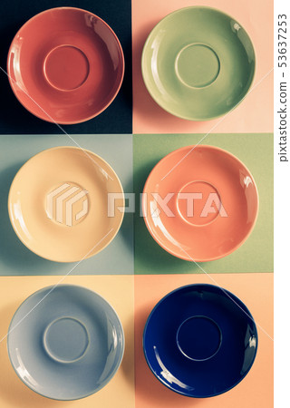 empty saucer at abstract colorful empty saucer at abstract colorful 53637253