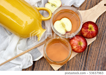 Kombucha tea, Scoby and fermented apple. 53637963