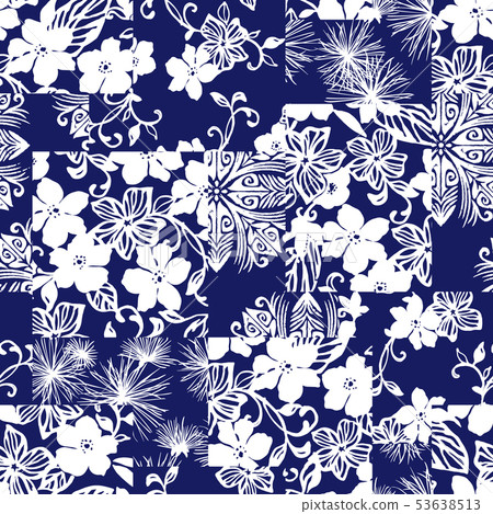 Tropical flower and leaf pattern, 53638513