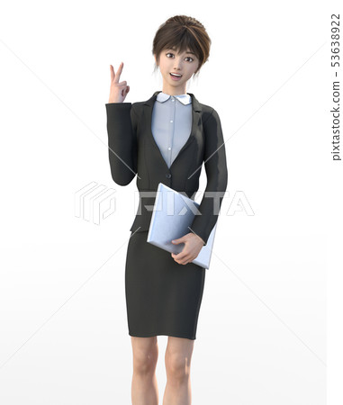 Young woman wearing a business suit perming3DCG illustration material 53638922