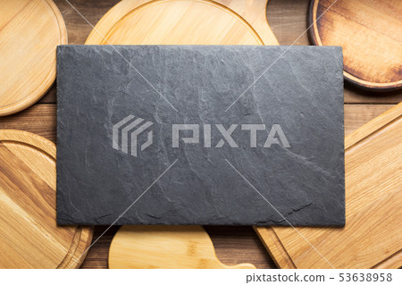 cutting board at wooden plank table cutting board at wooden plank table 53638958