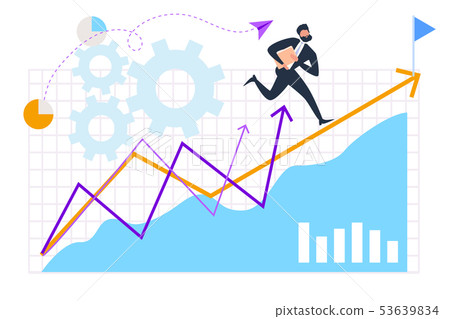 Cartoon Businessman in Suit Run Forward Direction 53639834