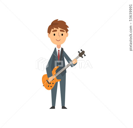 Boy Playing Electric Guitar, Talented Young Musician Character Playing String Musical Instrument Boy Playing Electric Guitar, Talented Young Musician Character Playing String Musical Instrument 53639991