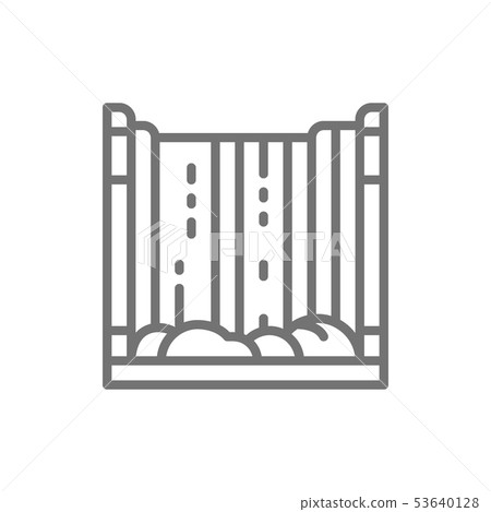 Niagara Falls, waterfall line icon. 53640128