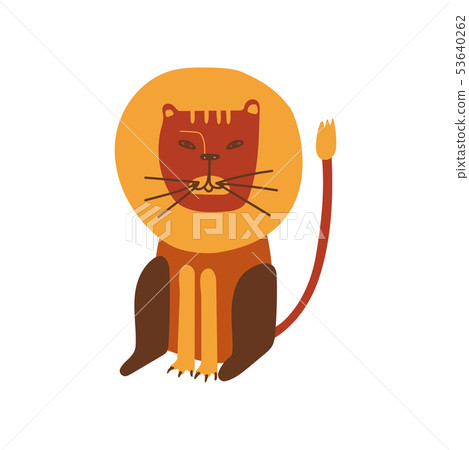 Cute Lion, Stylized Design Element Can Be Used for T-shirt Print, Poster, Card, Label, Badge Vector 53640262