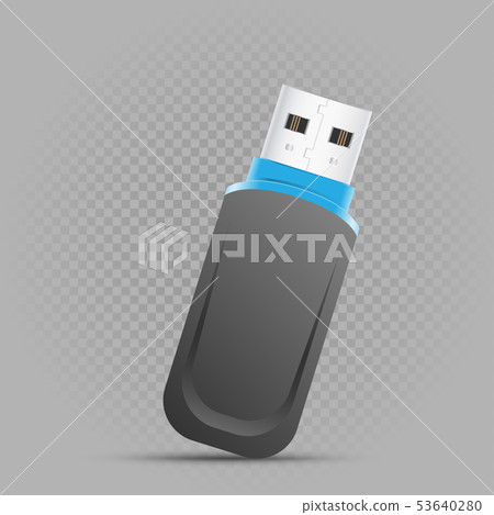 black flash drive on gray background black flash drive on gray background 53640280