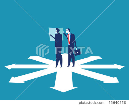 Business team are discussing on the direction to 53640358