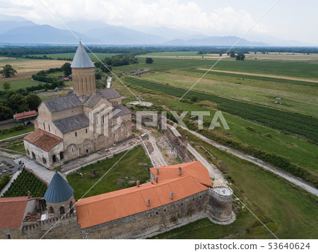 Aerial drone view Alaverdi Monastery in Kakheti Aerial drone view Alaverdi Monastery in Kakheti 53640624