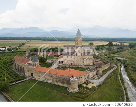Aerial drone view Alaverdi Monastery in Kakheti Aerial drone view Alaverdi Monastery in Kakheti 53640626