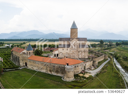 Aerial drone view Alaverdi Monastery in Kakheti Aerial drone view Alaverdi Monastery in Kakheti 53640627