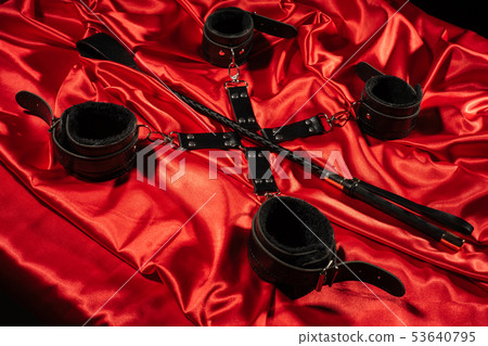 Top view of bdsm outfit. Bondage and spank on the 53640795