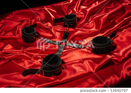 Top view of bdsm outfit. Bondage crossed on the 53640797