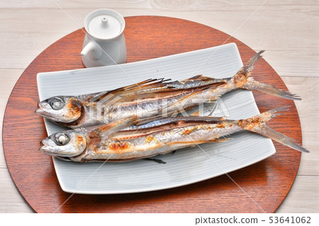Salt-grilled fish and grilled fish. Flying fish, flying fish, flying fish. Japanese food. 53641062
