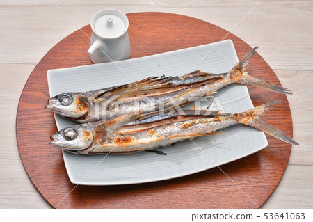 Salt-grilled fish and grilled fish. Flying fish, flying fish, flying fish. Japanese food. 53641063