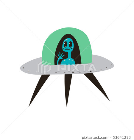 Ufo Spaceship, Space, Cosmos Theme Design Element Cartoon Vector Illustration 53641253