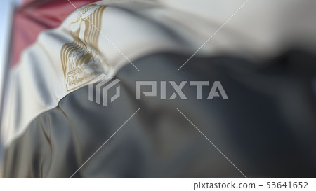 Waving flag of Egypt, shallow focus close-up. Realistic 3D rendering 53641652