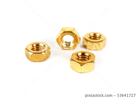 Steel nut on a white background Steel nut on a white background 53641727