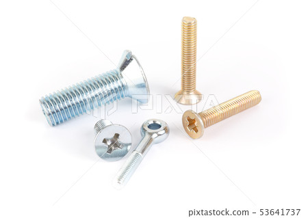 Steel bolts on a white background Steel bolts on a white background 53641737