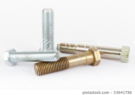 Steel bolts on a white background 53641786