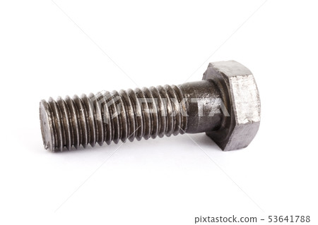 Steel bolt on a white background 53641788