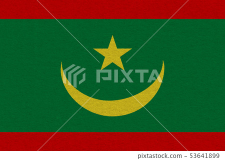 Mauritania flag painted on paper 53641899