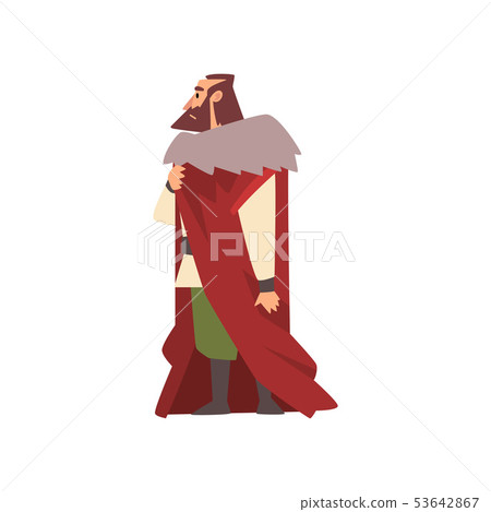 Majestic Nobleman in Historical Costume, European Medieval Character Vector Illustration 53642867