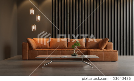 Interior of modern living room with sofa 3D rendering 53643486