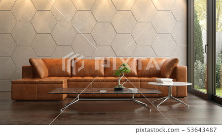 Interior of modern living room with sofa 3D rendering 53643487