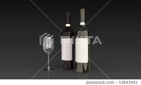 Wine glass and red wine and white wine angle black background 53643942